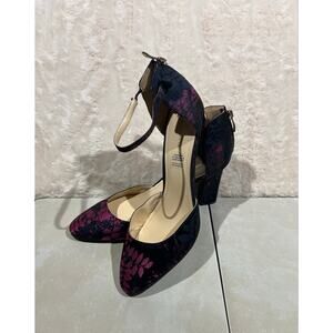 Liz Claiborne Womens Size 10M Floral Heels Ankle Strap Block Heel NWT